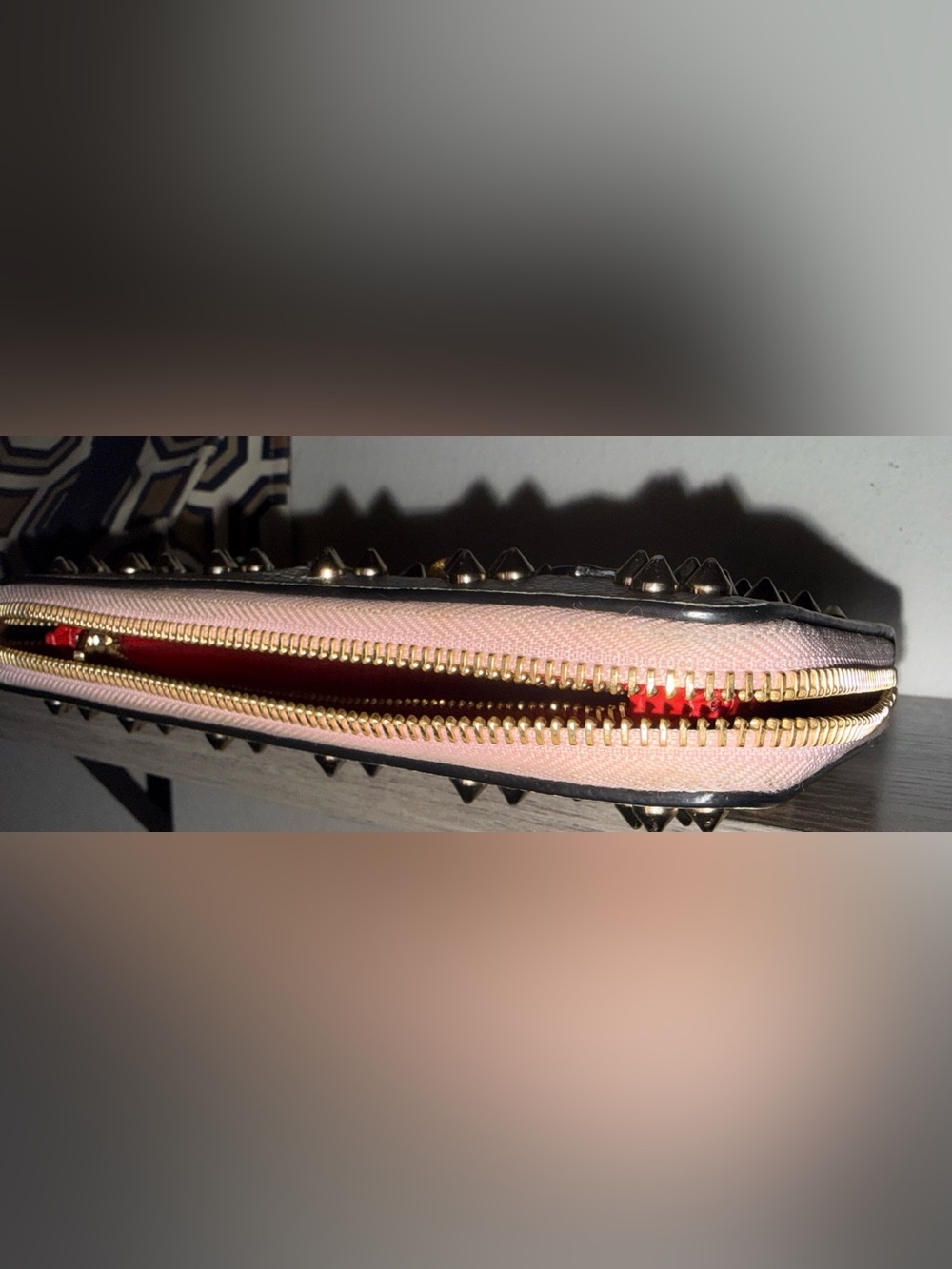 Christian Louboutin White Leather Studded Zip Wallet | Auth - Picture 12 of 14
